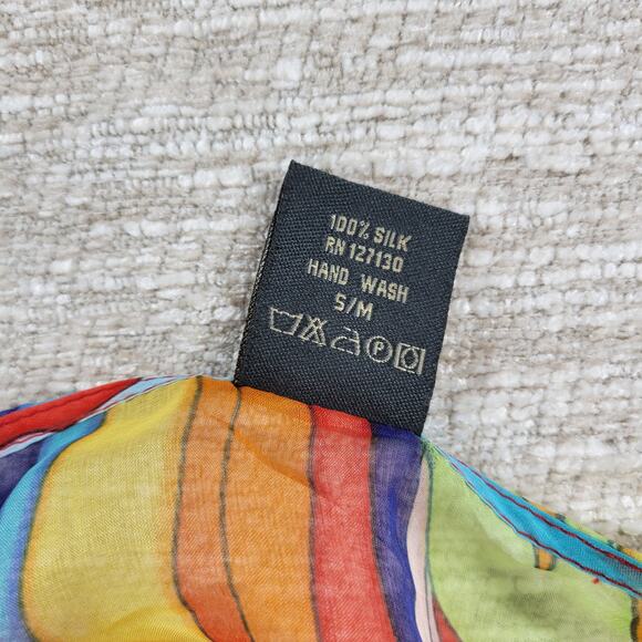 Cocoon House Kimono Silk Top Womens S/M Watercolor Swirl Side Tie Art To Wear - Picture 4 of 16